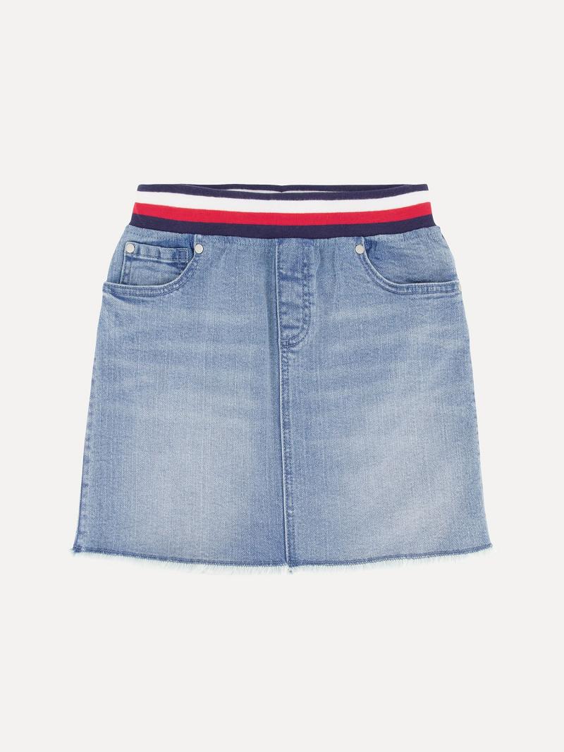 Lány Tommy Hilfiger Big Pull-On Denim Szoknya Kék | HU 1850BEX